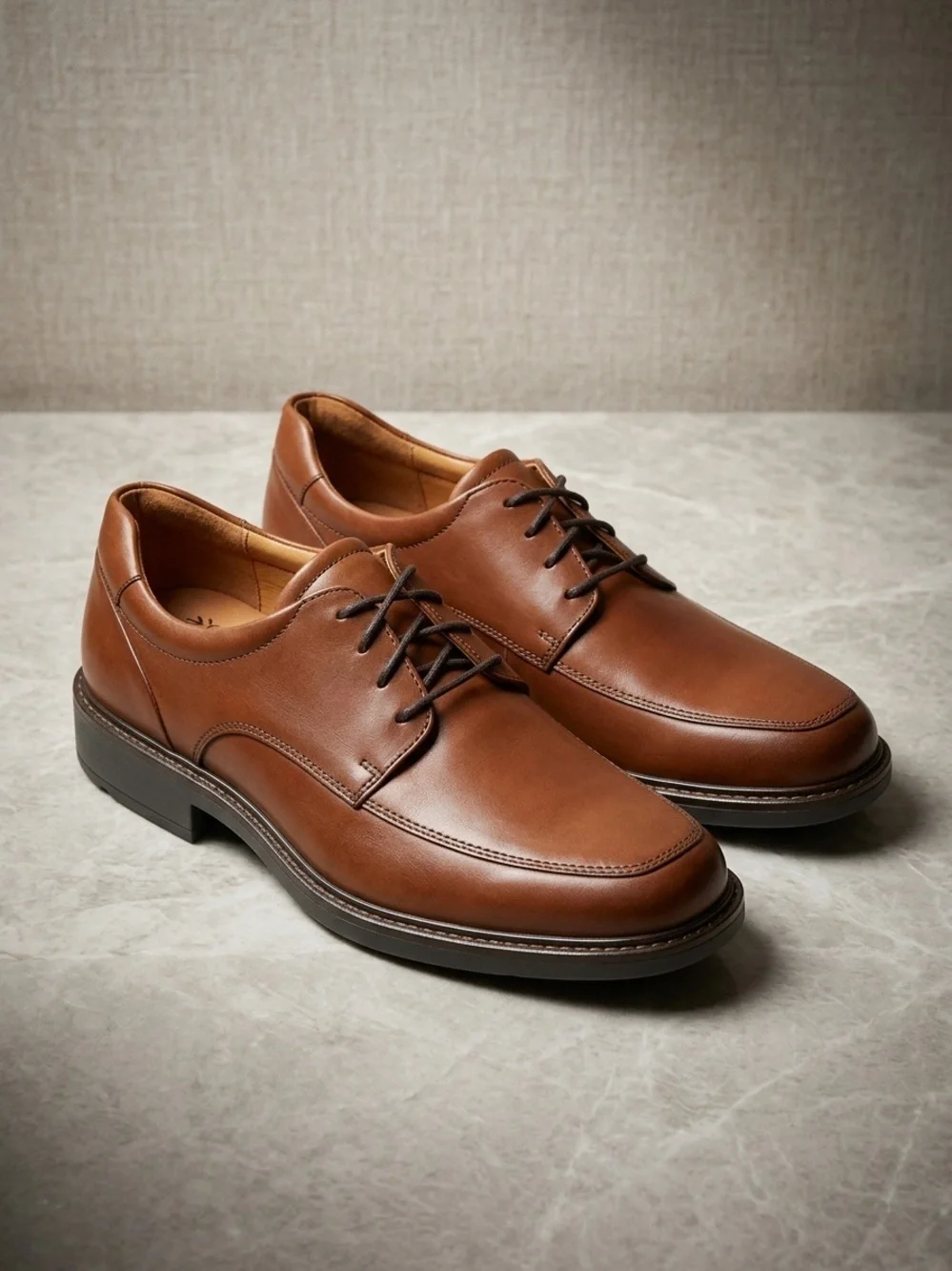 ECCO Seattle Men's Apron Toe Leather Oxford Shoes Brown Size 10 Excellent